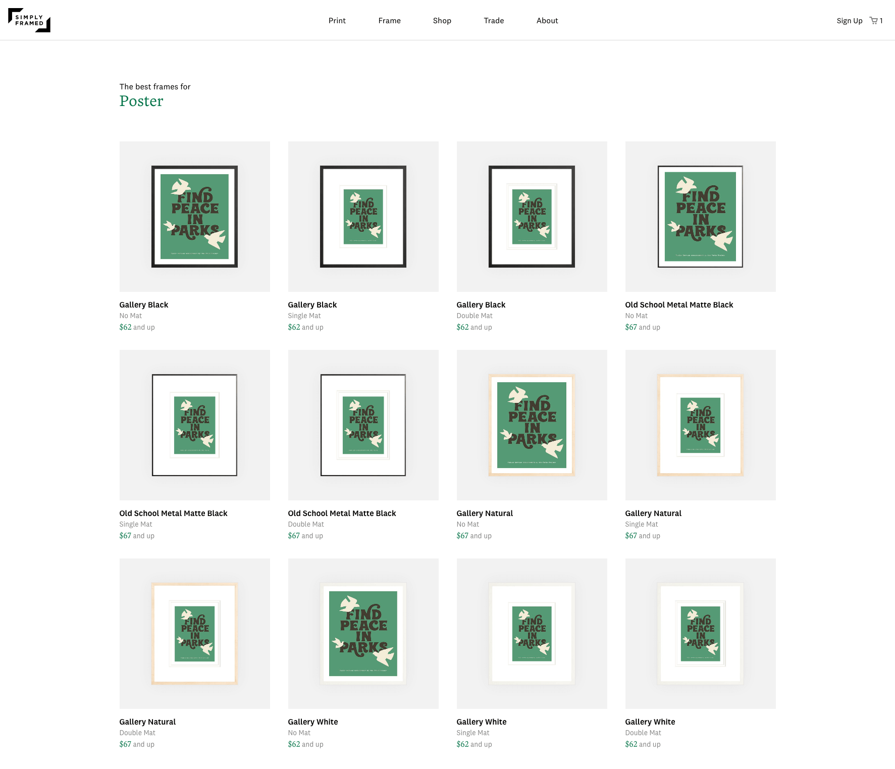 Simply Framed’s URLs clearly communicate what you’ll find on a page